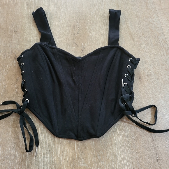 Bustier Sude Laced Up Crop Top Size Small - Picture 1 of 6